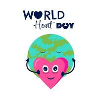 wereld hart dag illustratie, post sjabloon, hart en aarde illustratie vector