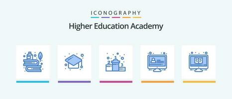 academie blauw 5 icoon pak inclusief studie. aan het leren. studie. les. e aan het leren. creatief pictogrammen ontwerp vector