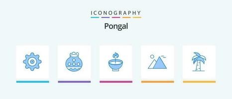 pongal blauw 5 icoon pak inclusief piramide. gizeh. diep. Egypte. lamp. creatief pictogrammen ontwerp vector