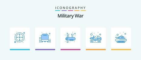 leger oorlog blauw 5 icoon pak inclusief leger. voertuig. leger. vervoer. jeep. creatief pictogrammen ontwerp vector