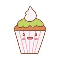 zoete cupcake heerlijke kawaii lijn en vulstijl vector