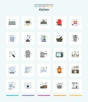 creatief keuken 25 vlak icoon pak zo net zo elektronisch. snijden. kap. bord. handschoen vector