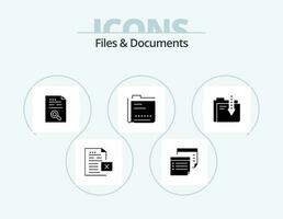 bestanden en documenten glyph icoon pak 5 icoon ontwerp. gegevens. archief. plan. vind. document vector