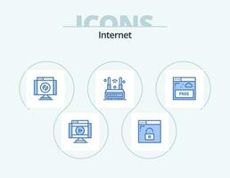 internet blauw icoon pak 5 icoon ontwerp. draadloze. technologie. zeker. router. hou op vector