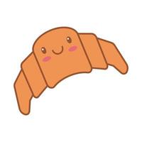 croissant brood gebak bakkerij kawaii lijn en vulstijl vector