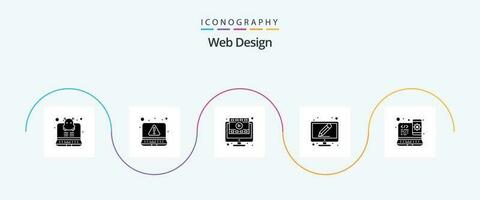 web ontwerp glyph 5 icoon pak inclusief web ontwerp. snel reagerend. video. ontwerp. schrijven vector