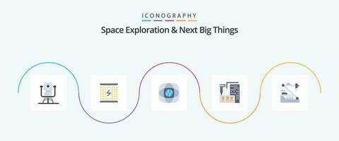 ruimte exploratie en De volgende groot dingen vlak 5 icoon pak inclusief bouw. 3d. elektromagnetisch. wereldbol. aarde vector