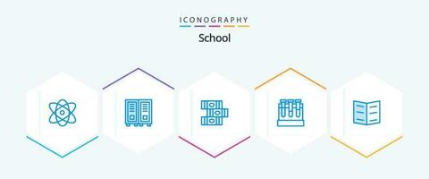 school- 25 blauw icoon pak inclusief onderwijs. boek. boeken. onderwijs. badkuipen vector