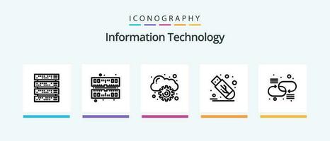 informatie technologie lijn 5 icoon pak inclusief . schakelaar. back-up. stroom. telecommunicatie. creatief pictogrammen ontwerp vector