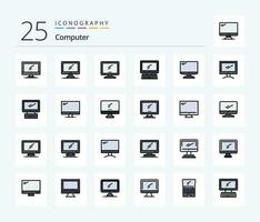 computer 25 lijn gevulde icoon pak inclusief . laag 1. laptop. pc. apparaat vector