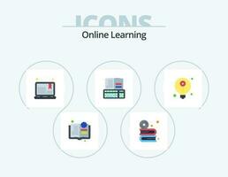 online aan het leren vlak icoon pak 5 icoon ontwerp. toetsenbord. onderwijs. software. boek. Notitie vector