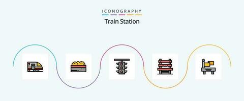 trein station lijn gevulde vlak 5 icoon pak inclusief vlag. station. licht. kamer. trein vector