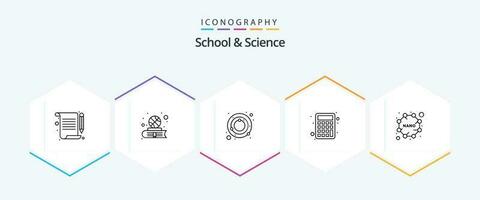 school- en wetenschap 25 lijn icoon pak inclusief nano. astronomie. wiskunde. accounting vector