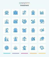 creatief investering 25 blauw icoon pak zo net zo rijk. goud. rug. beginnen. financiën vector