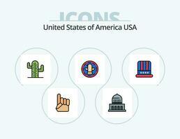 Verenigde Staten van Amerika lijn gevulde icoon pak 5 icoon ontwerp. Amerikaans. sjouwen. kerstmis. symbool. Amerikaans vector