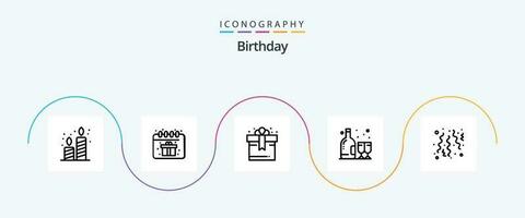verjaardag lijn 5 icoon pak inclusief feest. vieren. doos. verjaardag. glas vector