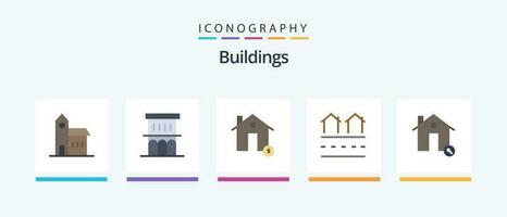 gebouwen vlak 5 icoon pak inclusief huisvesting. landgoed. eigendom. huis. dollar. creatief pictogrammen ontwerp vector