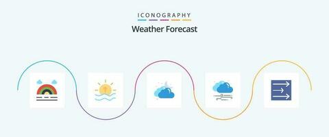 weer vlak 5 icoon pak inclusief het weer. wolk. wolk. winderig. weer vector