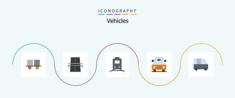 voertuigen vlak 5 icoon pak inclusief levering bestelwagen. auto. rooster. reizen. trein vector