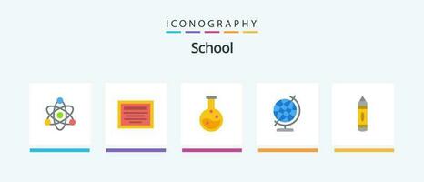 school- vlak 5 icoon pak inclusief . schetsen. laboratorium. potlood. tekening. creatief pictogrammen ontwerp vector