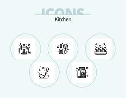 keuken lijn icoon pak 5 icoon ontwerp. . beker. Koken. thee. zout vector