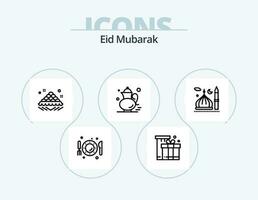 eid mubarak lijn icoon pak 5 icoon ontwerp. moslim. moskee. mes. Islam. heilig vector