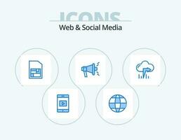 web en sociaal media blauw icoon pak 5 icoon ontwerp. . . sim kaart. links. wolk vector