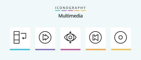 multimedia lijn 5 icoon pak inclusief . vorig. multimediaal. multimediaal. documenten. creatief pictogrammen ontwerp vector