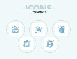 investering blauw icoon pak 5 icoon ontwerp. investering. tas. goedkoop. tas. investering vector