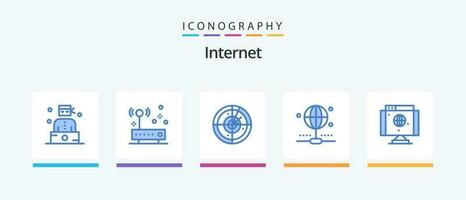 internet blauw 5 icoon pak inclusief netwerk. computer. Oppervlakte. deel. verbinding. creatief pictogrammen ontwerp vector