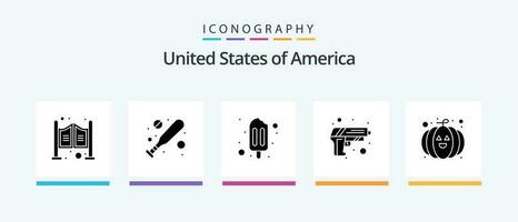 Verenigde Staten van Amerika glyph 5 icoon pak inclusief . pompoen. ijslolly. voedsel. leger. creatief pictogrammen ontwerp vector