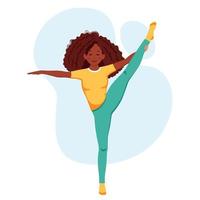 Afro-Amerikaanse vrouw beoefenen van yoga gezonde levensstijl ontspannen meditatie vector