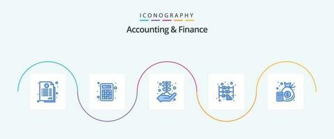 accounting en financiën blauw 5 icoon pak inclusief financiën. kantoor. bedrijf. rekenmachine. telraam vector