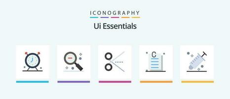 ui essentials vlak 5 icoon pak inclusief online. bijlage. zoeken. ui. schaar. creatief pictogrammen ontwerp vector