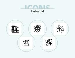 basketbal lijn icoon pak 5 icoon ontwerp. sport. bal. coach. pauze. interieur vector