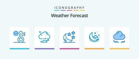 weer blauw 5 icoon pak inclusief . nacht. halve maan. wind. creatief pictogrammen ontwerp vector