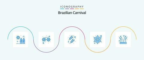 braziliaans carnaval blauw 5 icoon pak inclusief grappenmaker kap. nar. feest. clown. zon bloem vector