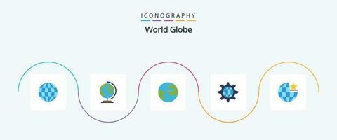 wereldbol vlak 5 icoon pak inclusief internetten. globaal. wereldbol. instelling. internet vector