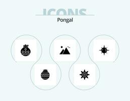 pongal glyph icoon pak 5 icoon ontwerp. festival. zon. versnelling. piramide. Gizeh vector