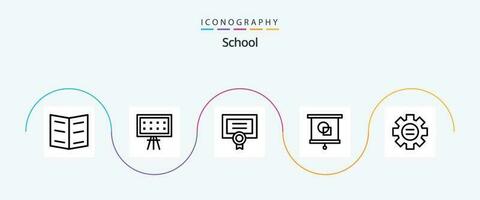 school- lijn 5 icoon pak inclusief instelling. wereld. certificaat. school. onderwijs vector