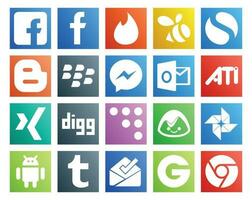 20 sociaal media icoon pak inclusief groep tumblr ati android basiskamp vector