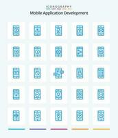 creatief mobiel toepassing ontwikkeling 25 blauw icoon pak zo net zo sollicitatie. mobiel sollicitatie. uploaden. mobiel. ontgrendelen vector