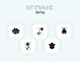 voorjaar glyph icoon pak 5 icoon ontwerp. lieveheersbeestje. kever. Pasen. de lente. bloemen vector