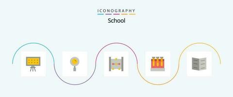 school- vlak 5 icoon pak inclusief onderwijs. boek. telraam. onderwijs. badkuipen vector