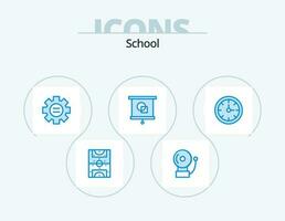 school- blauw icoon pak 5 icoon ontwerp. stopwatch. alarm. onderwijs. school. onderwijs vector