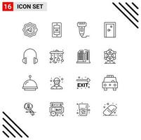 16 creatief pictogrammen modern tekens en symbolen van muziek- hoofdtelefoons scanner audio Uitgang bewerkbare vector ontwerp elementen