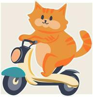 schattig dik kat rijden elektrisch scooter grappig tekenfilm illustratie. ontwerp poster elementen vector