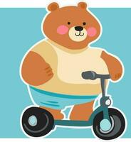 aanbiddelijk teddy beer Aan motorfiets schattig beer ontwerp, illustratie tekenfilm karakter grappig, grafisch, wijnoogst kunst voor kinderen rijden in stijl met deze pret retro afdrukken. vector