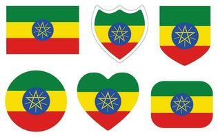 Ethiopië vlag vorm set. vlag van Ethiopië ontwerp vorm set. vector