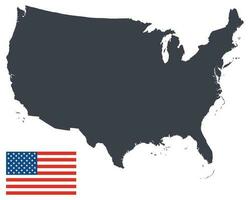 Verenigde Staten van Amerika kaart met Amerikaans vlag vector